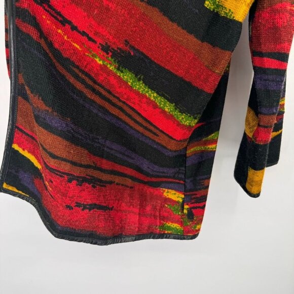 Ali Miles Womens southwestern pattern Cardigan Jacket Size Large faux leather - Picture 9 of 15